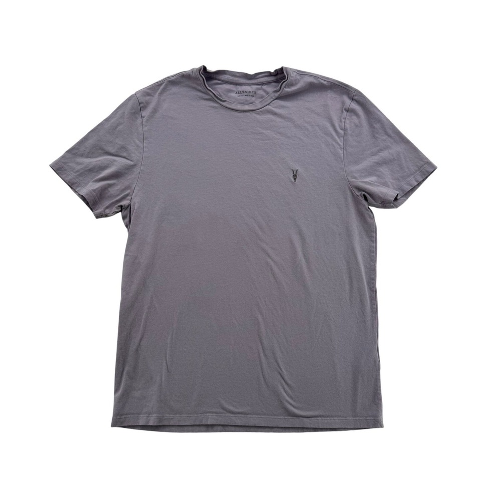 Mens AllSaints Tonic Crew Neck T-Shirt Large Purple Organic Cotton Ramskull